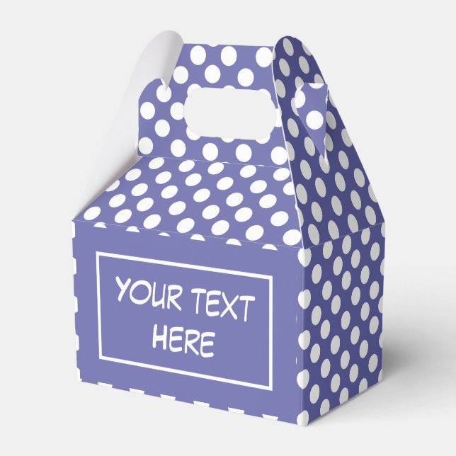 purple white polka dots periwinkle favor boxes (Front Side)