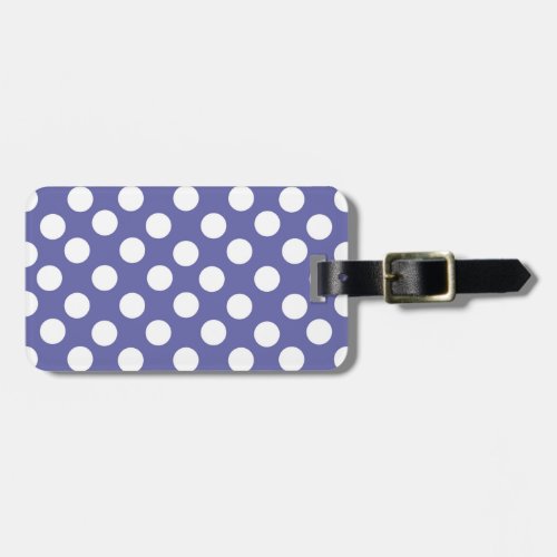 purple white polka dots periwinkle luggage tag