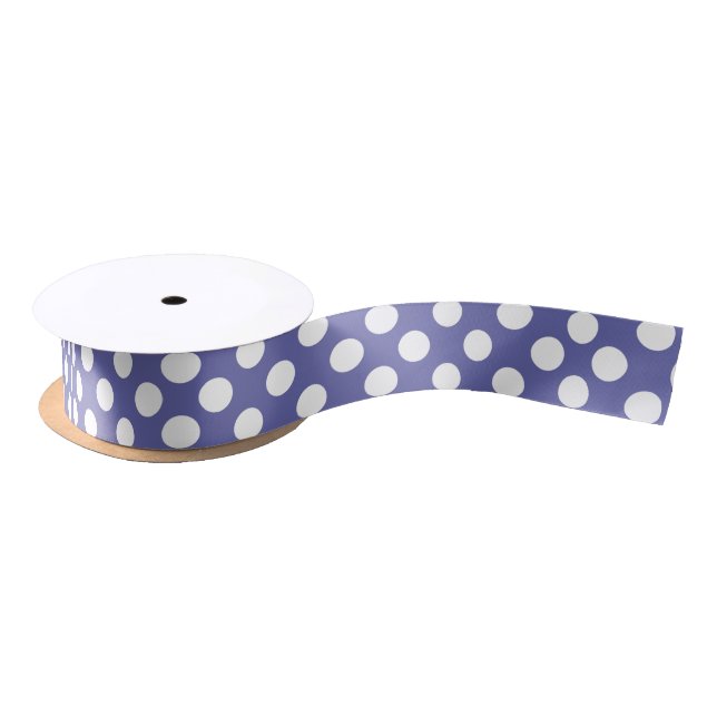 purple white polka dots periwinkle satin ribbon (Spool)
