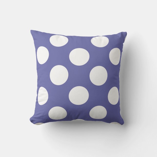 purple white polka dots periwinkle throw pillow (Front)