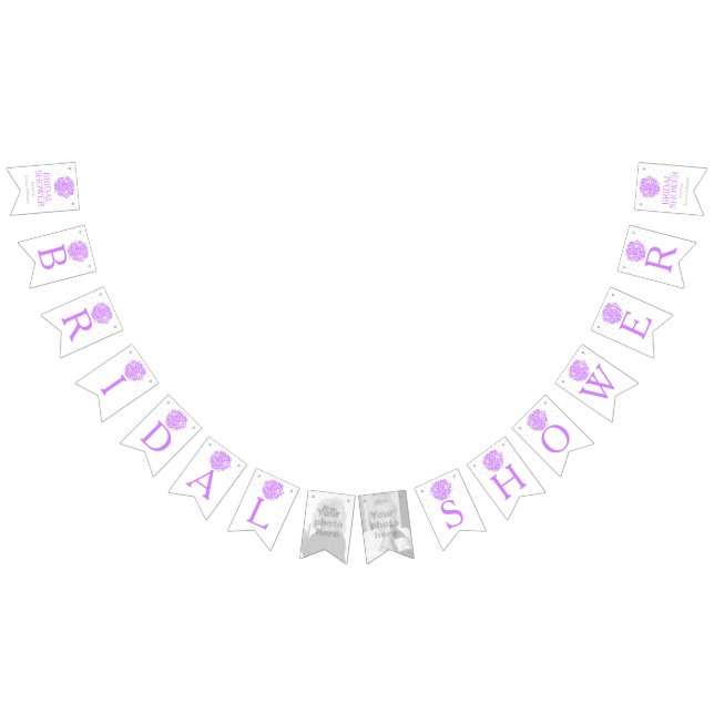 Purple white posy bridal shower photo bunting flags (All)