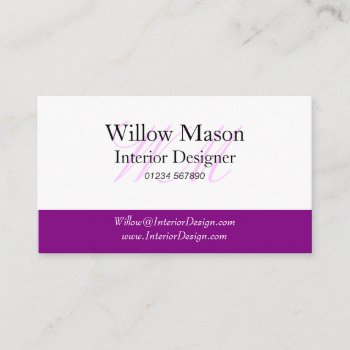 Purple & White Professional Business Card by ImageAustralia at Zazzle