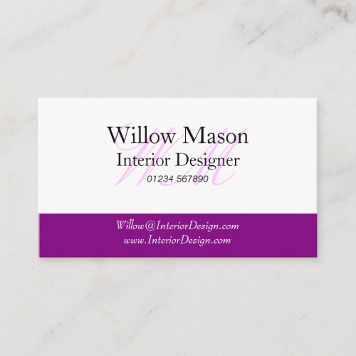 Purple &amp; White Professional Business Card