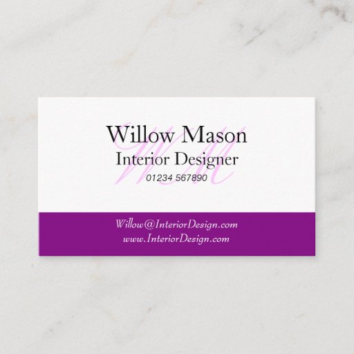 Customizable Purple &amp; White Professional Business Card