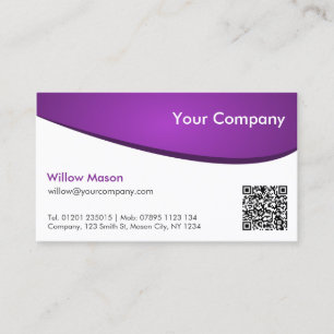 Purple & White QR, Professional Business Card