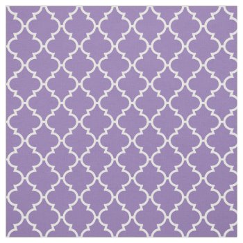 Purple White Quatrefoil Pattern Fabric by BestPatterns4u at Zazzle