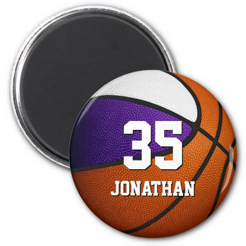 purple white realistic basketball boys girls magnet