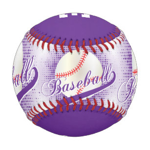 Purple   White Retro Baseball Sports