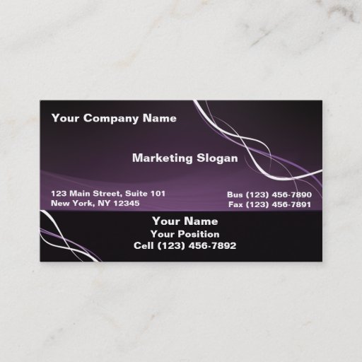 Customizable Purple White Ribbon Business Card Template
