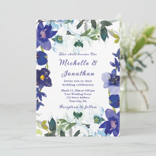 Purple White Rustic Floral Christian Wedding Invitation