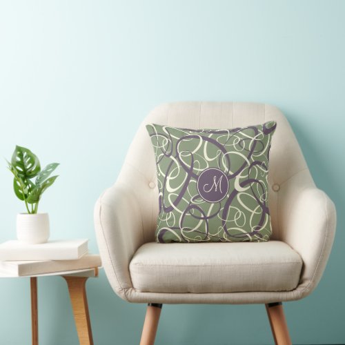 purple white sage loopy geometric pattern throw pillow