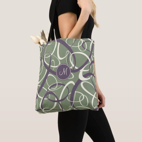 purple white sage loopy geometric pattern tote bag