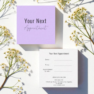 Purple White Salon Makeup Artist Appointment Card
