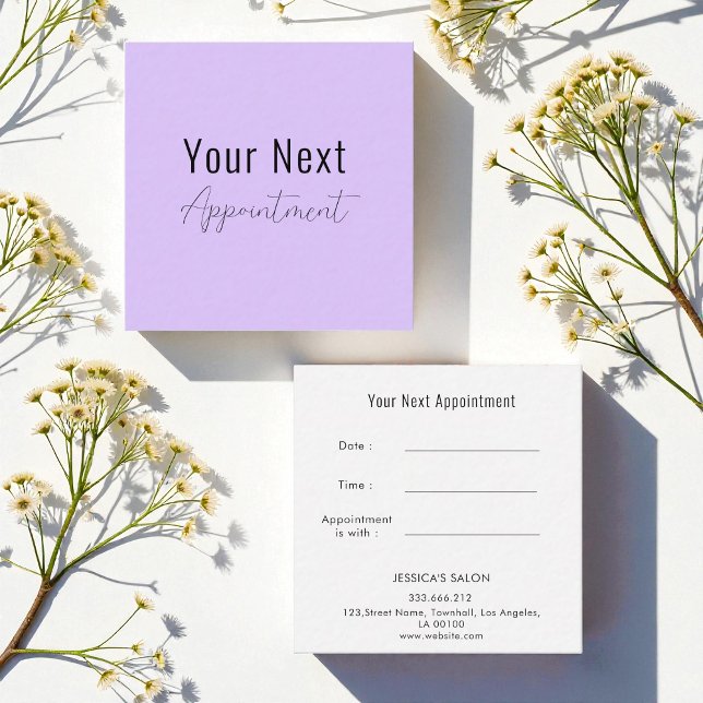 Purple White Salon Makeup Artist Appointment Card (Creator Uploaded)