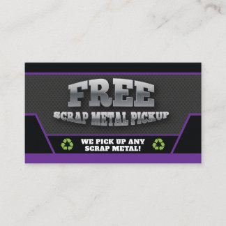 Purple & White Scrap Metal Pickup Business Card