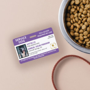 Purple White Service Dog Logo & Photo ID Badge