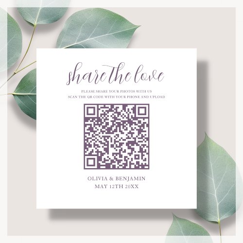 Purple  White Share The Love QR Code Enclosure Card