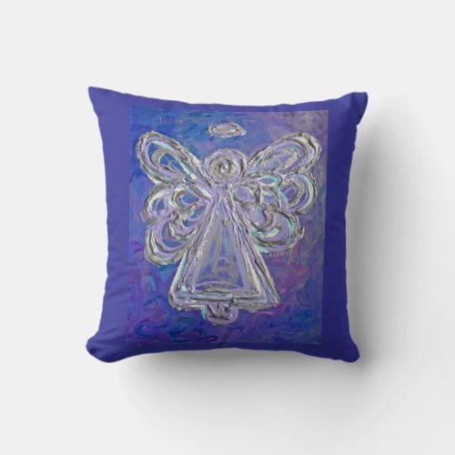 Purple White Silver Angel Decorative Throw Pillow