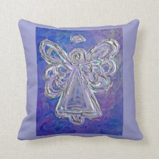 Purple White Silver Angel Decorative Throw Pillow