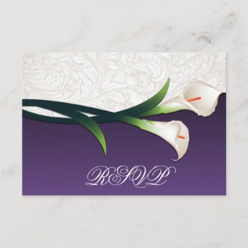 Purple  White Silver Calla Lily Wedding Rsvp Cards by natureprints at Zazzle
