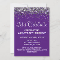 Purple White & Silver Glitter 30th Birthday Party