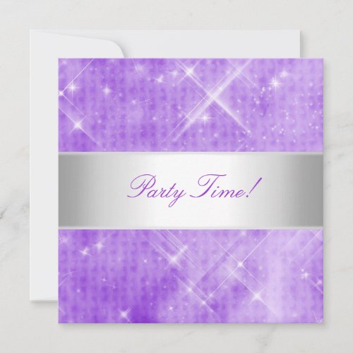 Purple White Silver Lights Party Invitations