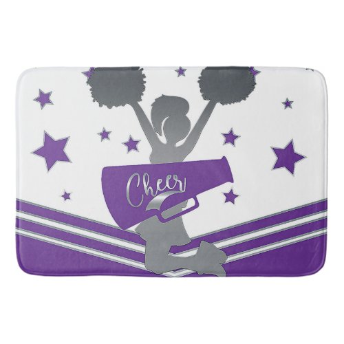 Purple White Silver Stars Cheer Cheer_leading Bathroom Mat