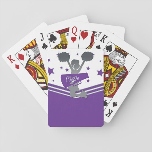 Purple White Silver Stars Cheer Cheer_leading Poker Cards