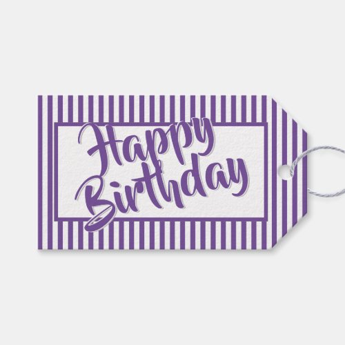 PurpleWhite Simple Stripes Pattern All Occasions Gift Tags