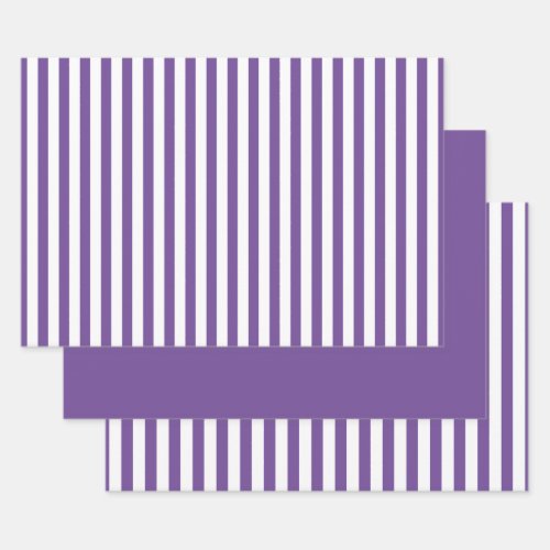 Purple White Simple Stripes Pattern Geometric Wrapping Paper Sheets