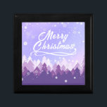Purple White Snow Peaceful Forest Merry Christmas Gift Box<br><div class="desc">This purple crystal-ball-like design features snow dancing in the crystal purple sky, and downwards the dark purple forest on the bottom. ♥ View the collection on this page to find matching items. ♥ If you want to change or add text on it, simply click the "Customize Further" button. ♥ If...</div>