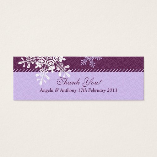 Purple White Snowflake Winter Wedding Favor Tags Business Card Template