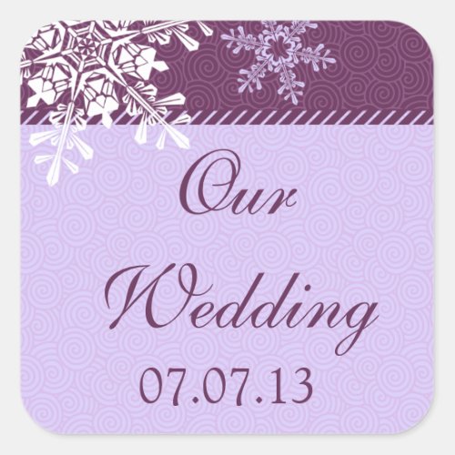 Purple White Snowflake Winter Wedding Seals