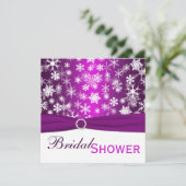 Purple White Snowflakes Bridal Shower Invitation (Standing Front)