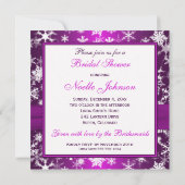 Purple White Snowflakes Bridal Shower Invitation (Back)