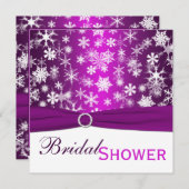 Purple White Snowflakes Bridal Shower Invitation (Front/Back)