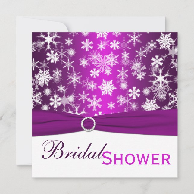 Purple White Snowflakes Bridal Shower Invitation (Front)
