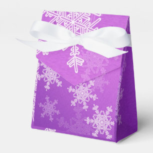 Purple White Snowflakes Minimalist Christmas Favor Boxes