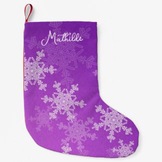 Purple White Snowflakes Minimalist Christmas Name