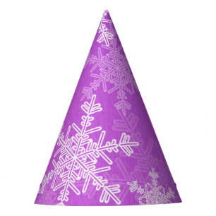 Purple White Snowflakes Minimalist Christmas Party Hat