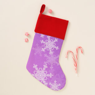 Purple White Snowflakes Minimalist Christmas Stocking