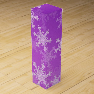 Purple White Snowflakes Minimalist Christmas Wine Box