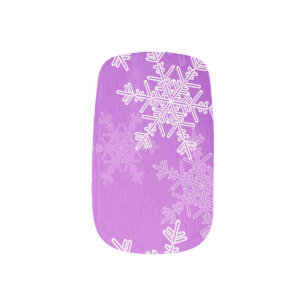 Purple White Snowllakes Minimalist Christmas Minx Nail Art