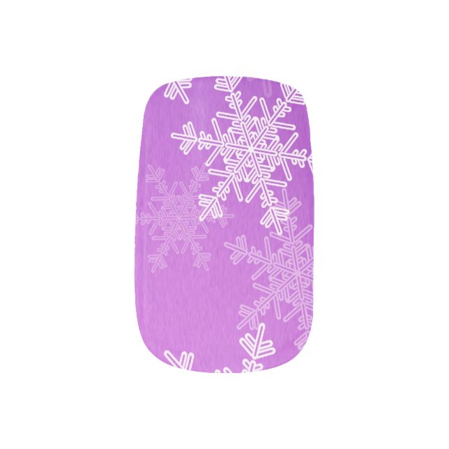 Purple White Snowllakes Minimalist Christmas Minx Nail Art (Left Thumb)