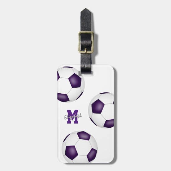 purple white soccer bag ID team colors Luggage Tag