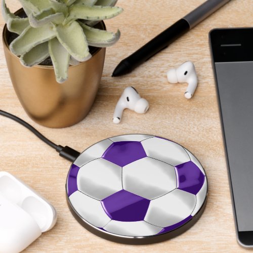 Purple White Soccer Ball Futbol Wireless Charger