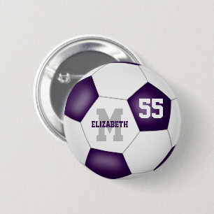 purple white soccer team colors personalized button