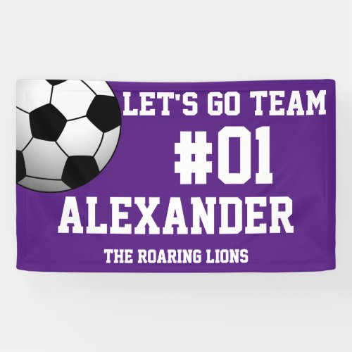 Purple White Soccer Team Spirit Banner