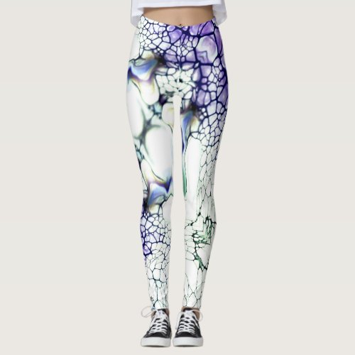 PURPLE WHITE SPIDERWEB LACING WINTERLY Leggings