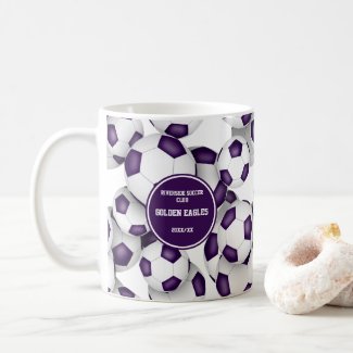 purple white soccer school team colors coach gift coffee mug